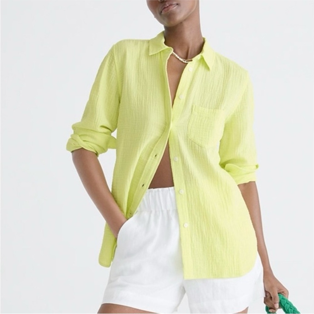 J. Crew Garcon Classic Double-Gauze Button Down Shirt in Lime Green